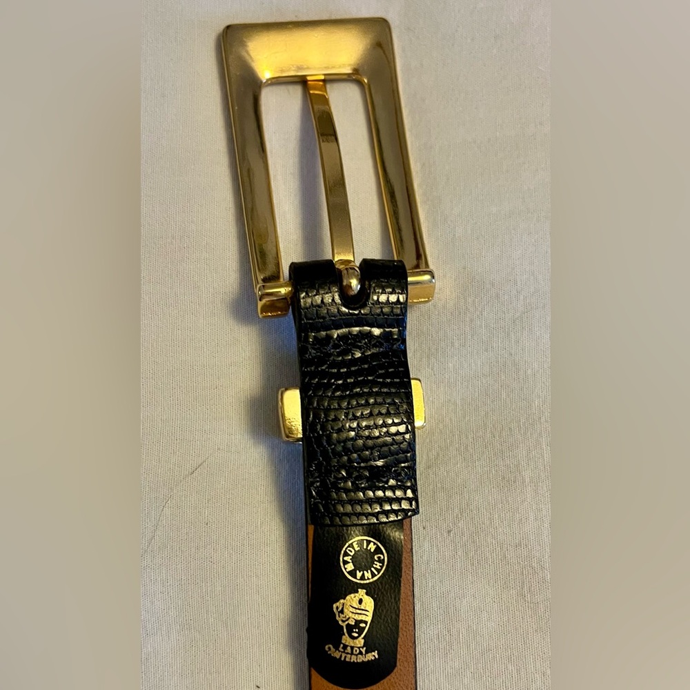 Ladies Black Belt with Goldtone Accents - Picture 3 of 6